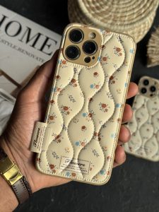 قاب موبایل آیفون گل رزالین پافری بالشتی - Image 2