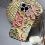 قاب موبایل ( آیفون _ سامسونگ ) گل آبرنگی ژله ای سه بعدی