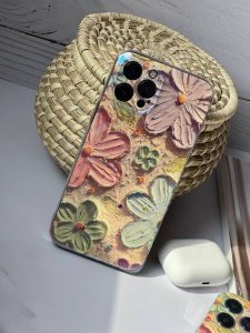 قاب موبایل ( آیفون _ سامسونگ ) گل آبرنگی ژله ای سه بعدی