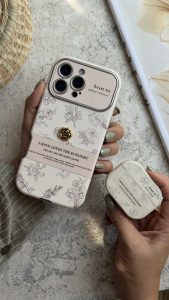 قاب موبایل آیفون گل طلایی انگلیسی الگانس محافظ لنزدار